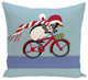 Pedaling Penguin, Decorative Holiday Animal Print Pillow, Light Blue, 16"x16"