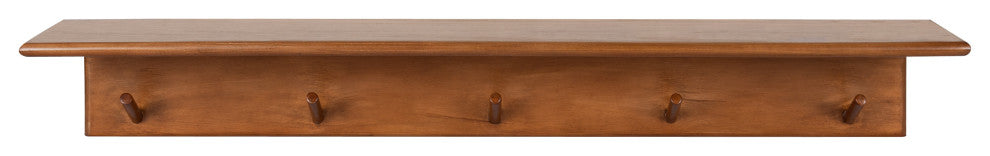 Alta Floating Wood Shelf with 5 Posts, Walnut Brown, 36x5x5