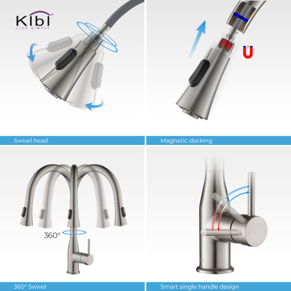 Napa Single Handle Pull Down Faucet, Brushed Nickel, W/ Soap Dispenser