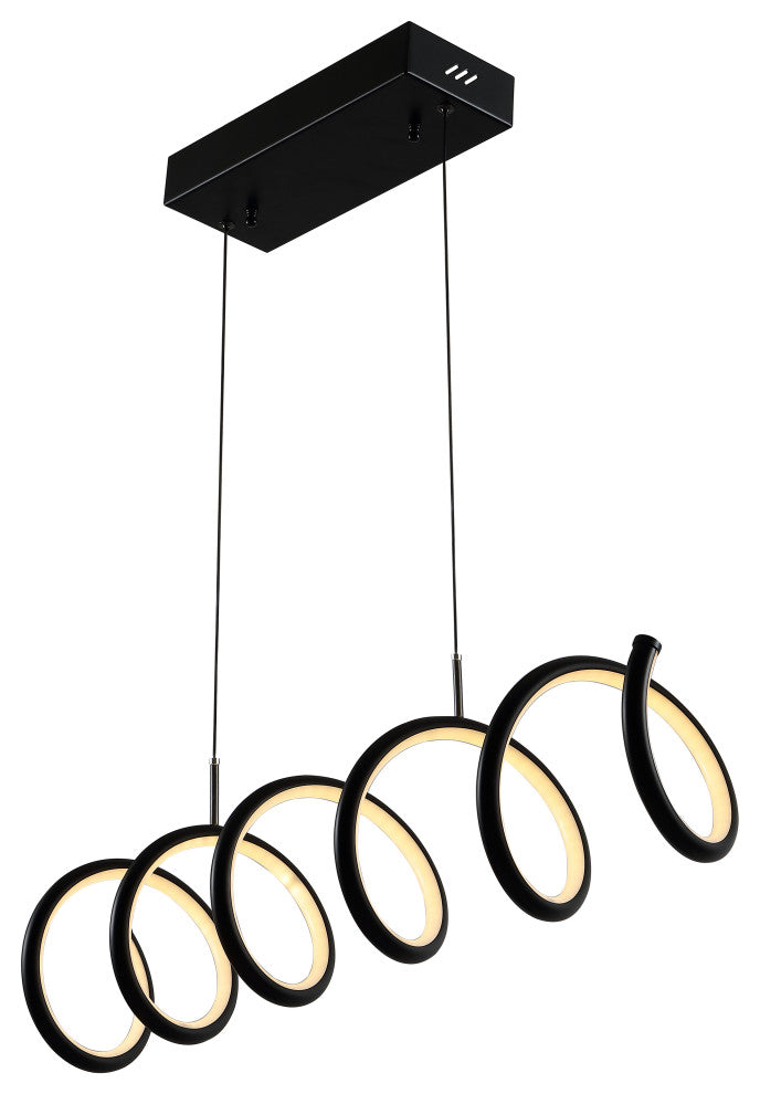 Ali 31" Dimmable Adjustable Integrated LED Metal Linear Pendant, Chrome, Black