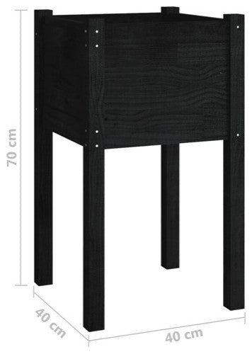 vidaXL Planter Outdoor Raised Garden Bed Flower Box Black Solid Wood Pine