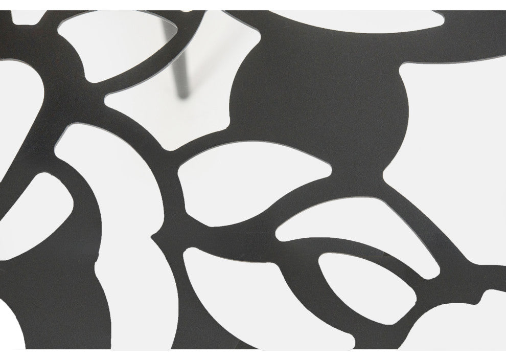 LeisureMod Devon Outdoor Dining Set with Glass Table and 2 Chairs, Black