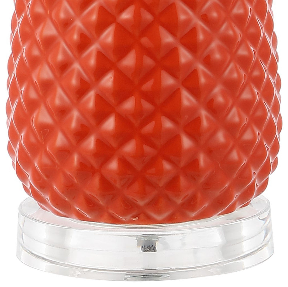 Pineapple 23'' Classic Vintage Ceramic LED Table Lamp, Orange