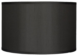 Classic Drum Faux Silk Lamp Shade, Black, 16"