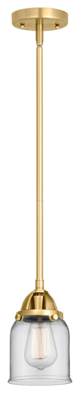 Small Bell Mini Pendant, Satin Gold, Clear, Clear