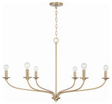 Dolan Six Light Chandelier, Matte Brass