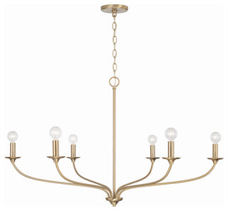 Dolan Six Light Chandelier, Matte Brass