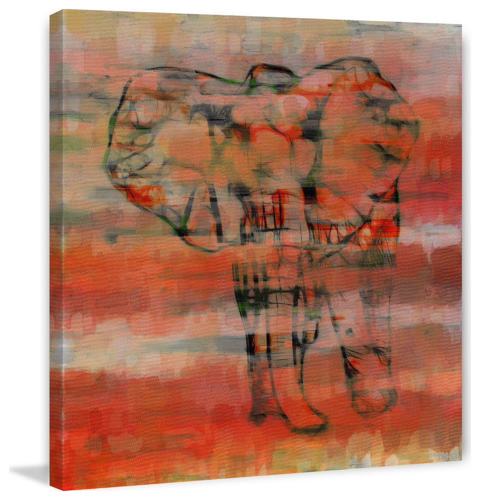 "Red Elephant" Print on Canvas, 40"x40"