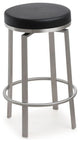 Pratt Swivel Counter Stool, Modern PU Leather Stainless Steel Stool SetOf2, Blac