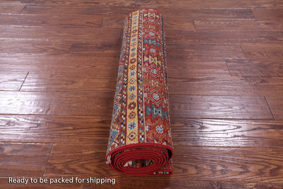 2' 8" X 10' 3" Runner Khorjin Super Kazak Handmade Rug Q10998