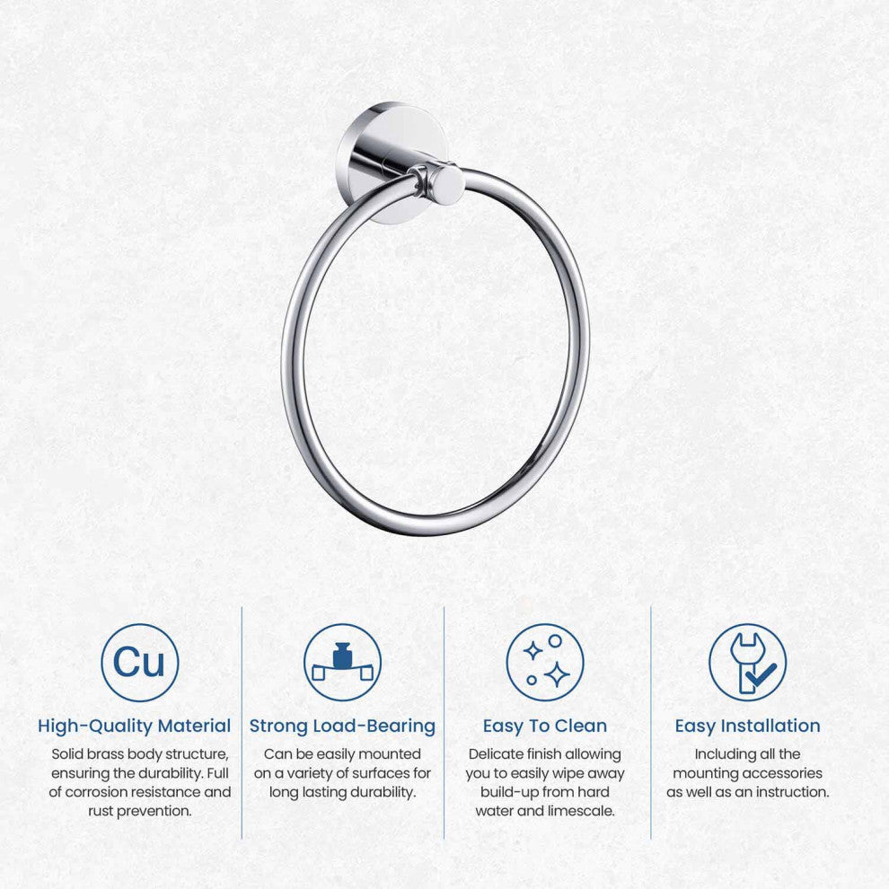 Circular Bathroom Towel Ring, Chrome