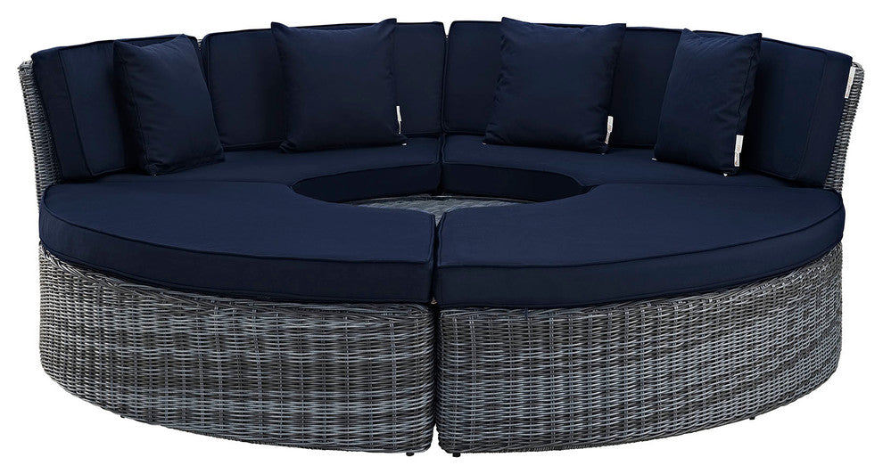 Canvas Navy Summon Circular Outdoor Patio Sunbrella Daybed