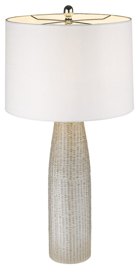 33" White Ceramic Table Lamp With White Empire Shade