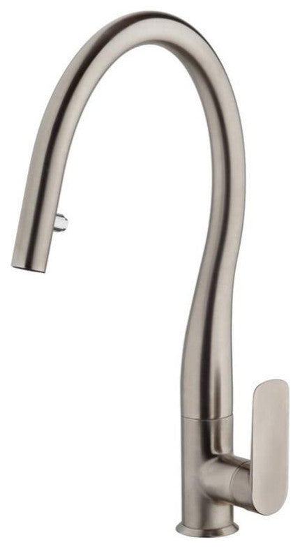 LaToscana Swan Single Handle Pull-Down Spray Kitchen Faucet, Brushed Nickel