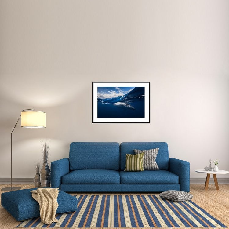 "Humpback Whale And The Sky" Framed Digital Print by Barathieu Gabriel, 44x32"
