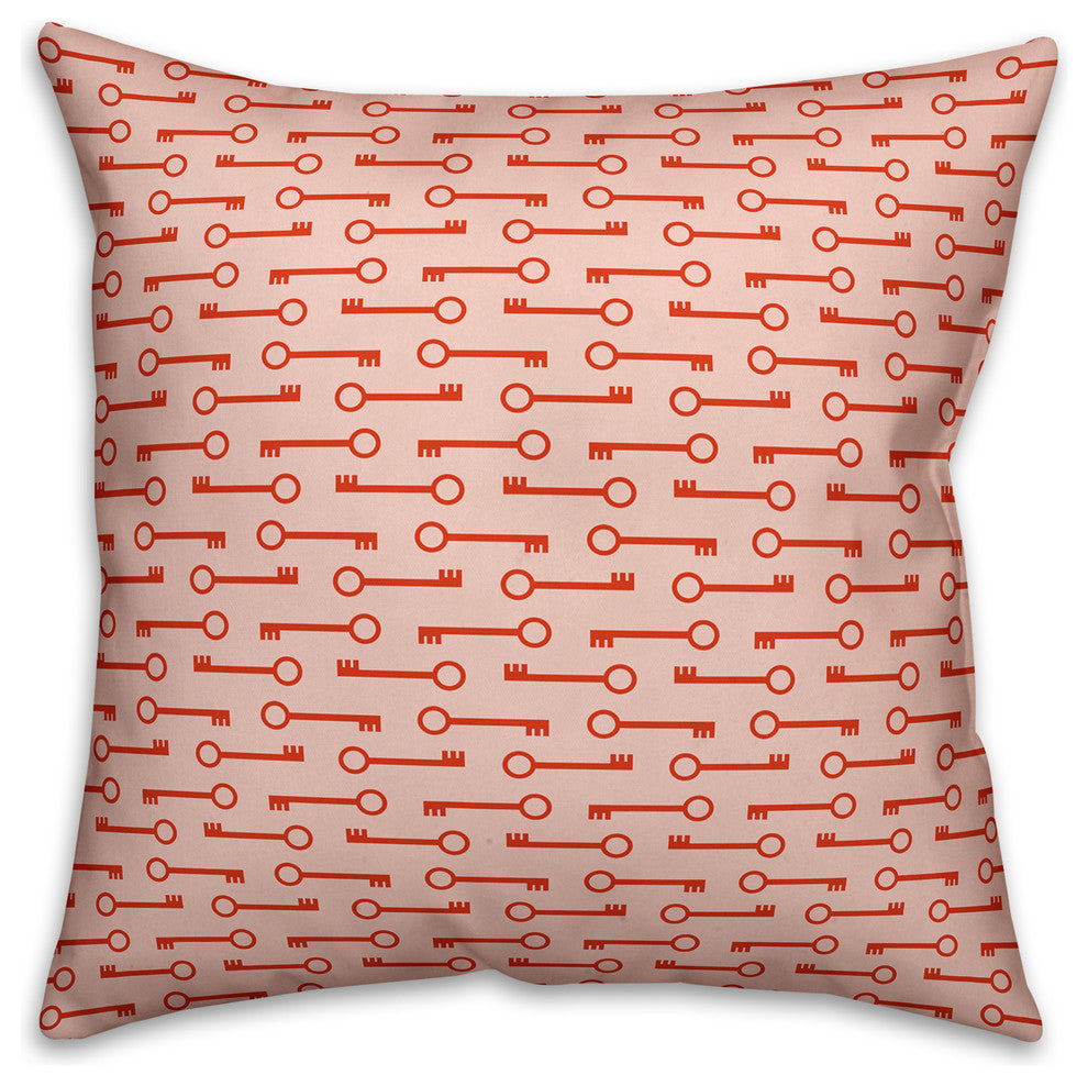 Red Keys Pattern Throw Pillow, 16"x16"