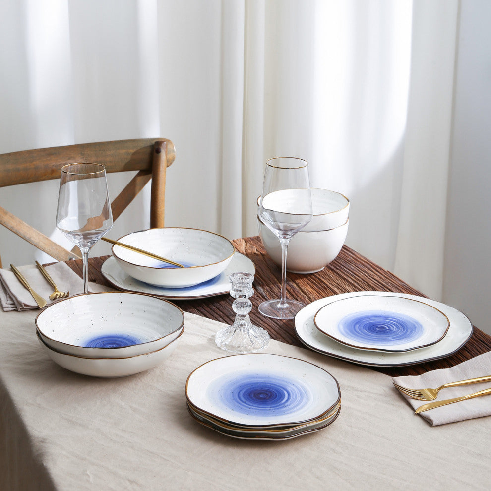 Christian Siriano Luma Porcelain 32 Piece Dinnerware Set, Blue