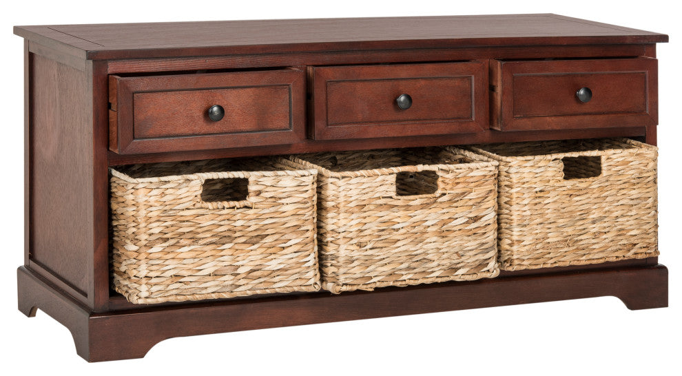 Safavieh Damien 3-Drawer Storage Bench, Dark Cherry