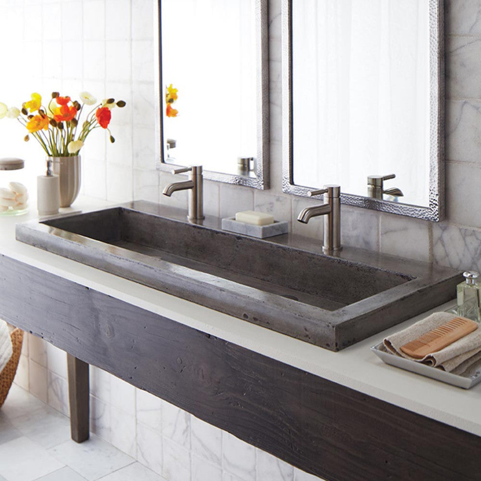 Trough 4819 Bathroom Sink, Ash, No Faucet Holes
