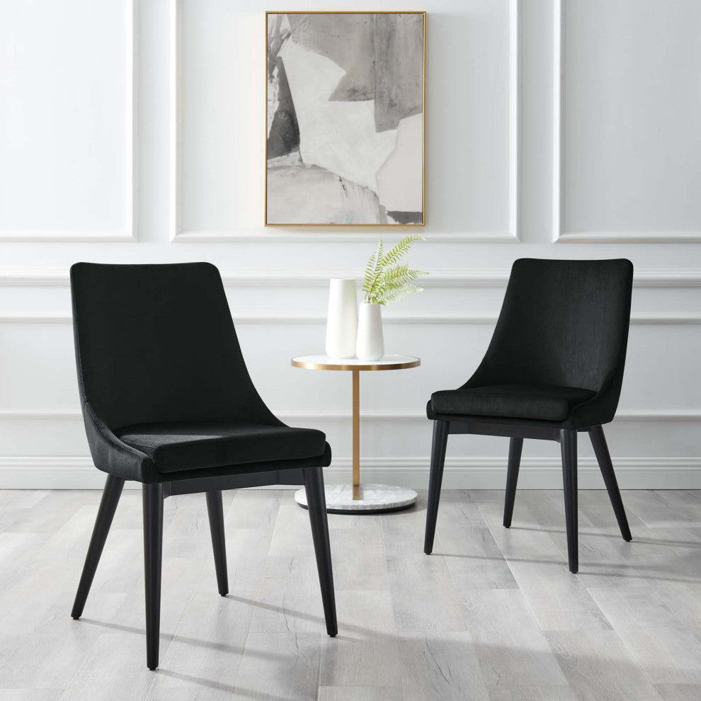 Viscount Accent Performance Velvet Dining Chairs, Set of 2, Black
