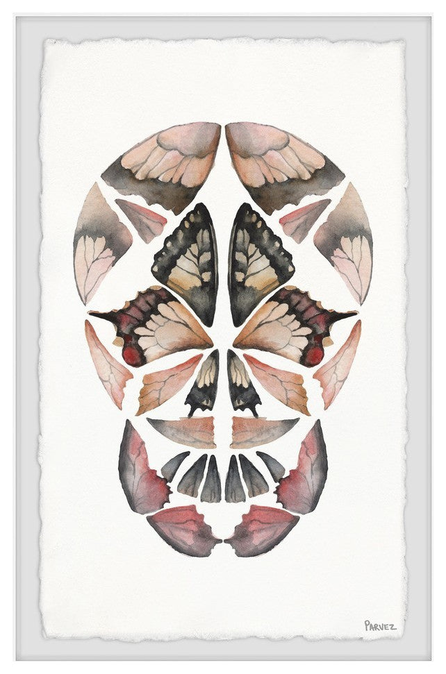 "Kaleidoscope Butterfly Skull" Framed Painting Print, 30"x45"