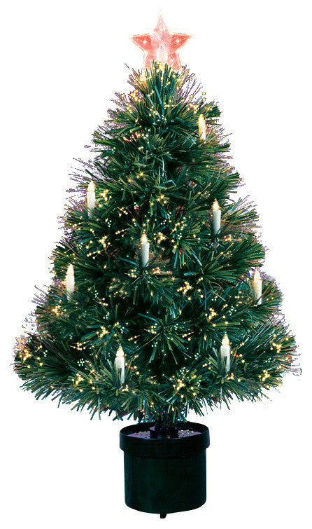 Fiber Optic Tree With Candles, 125 Tips, 3'