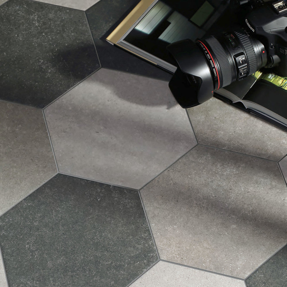 Traffic Hex Dark Grey Porcelain Floor and Wall Tile