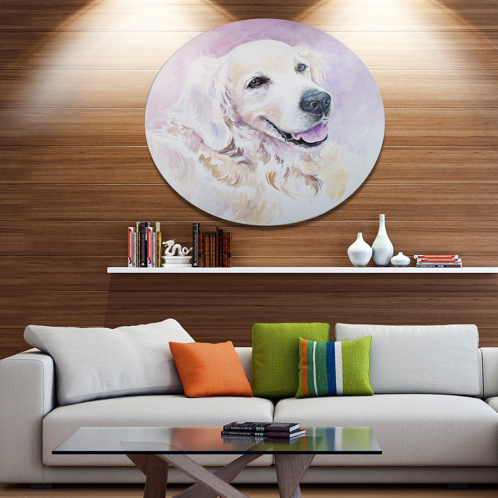 Funny Golden Retriever, Animal Large Disc Metal Wall Art, 36"