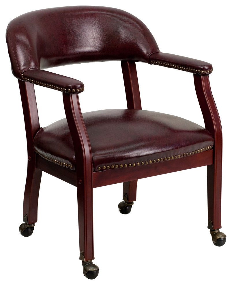 Vinyl Chair With Casters, Burgundy, 24"x25"x30"