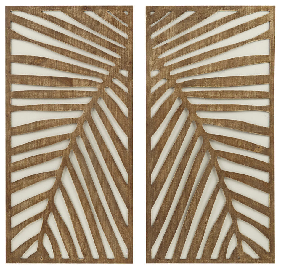 Madison Park Carved Palm Leaves Tropical 2-Piece Wood Wall Art Set