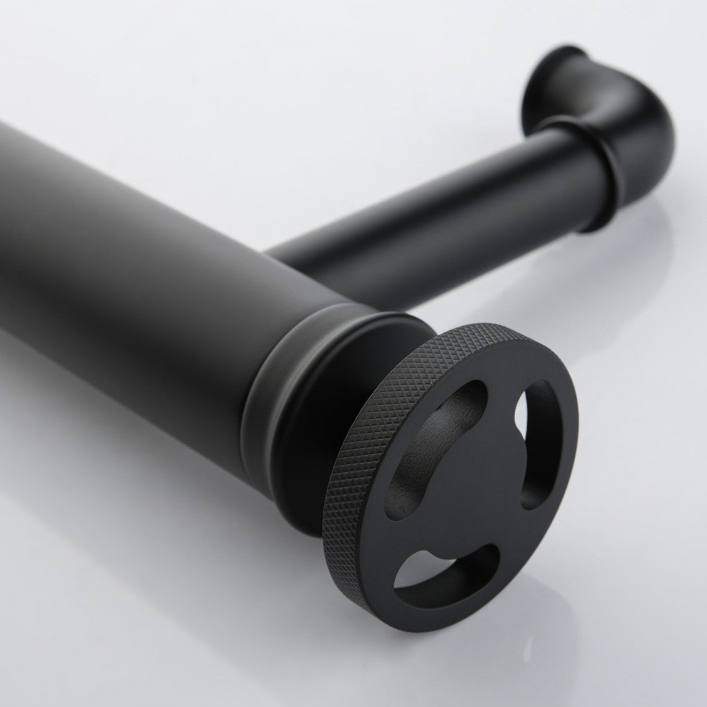 Deck Mounted Single Hole Bathroom Sink Faucet, Matte Black