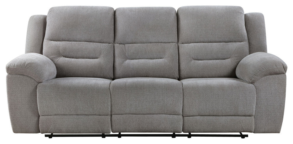 Gilson Chenille Upholstered Reclining Sofa Grey