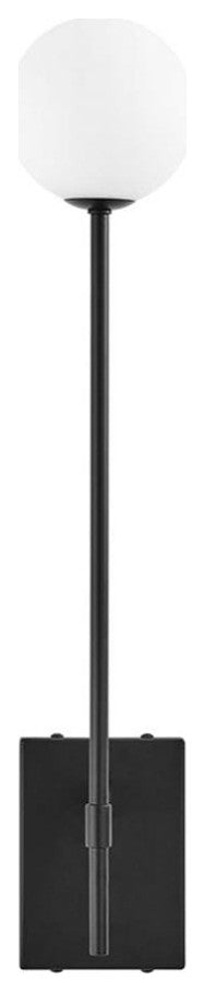 Modway Riva Metal Wall Sconce with Opal White Glass in Black