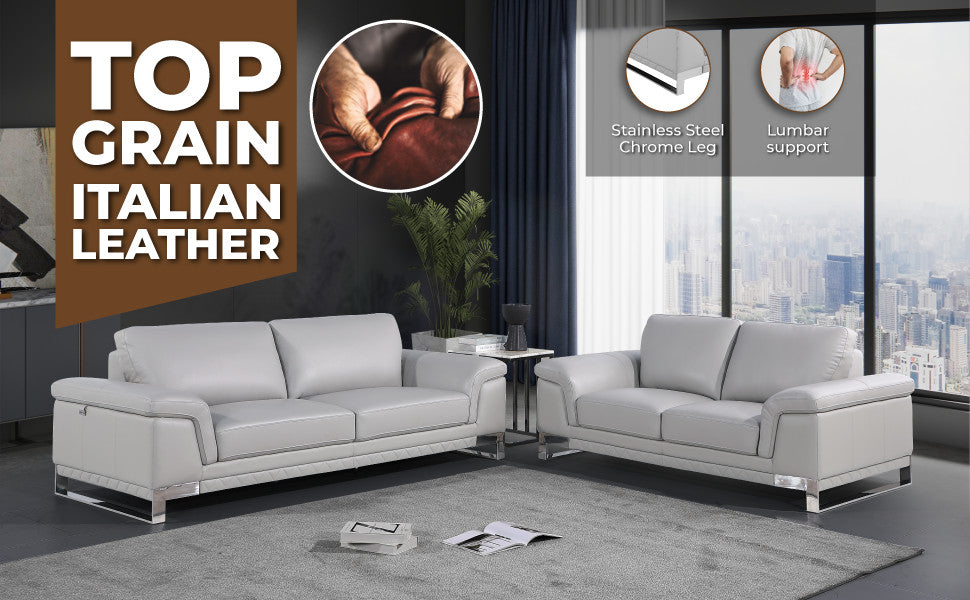 Naples Contemporary Genuine Italian Leather Sofa Camel
