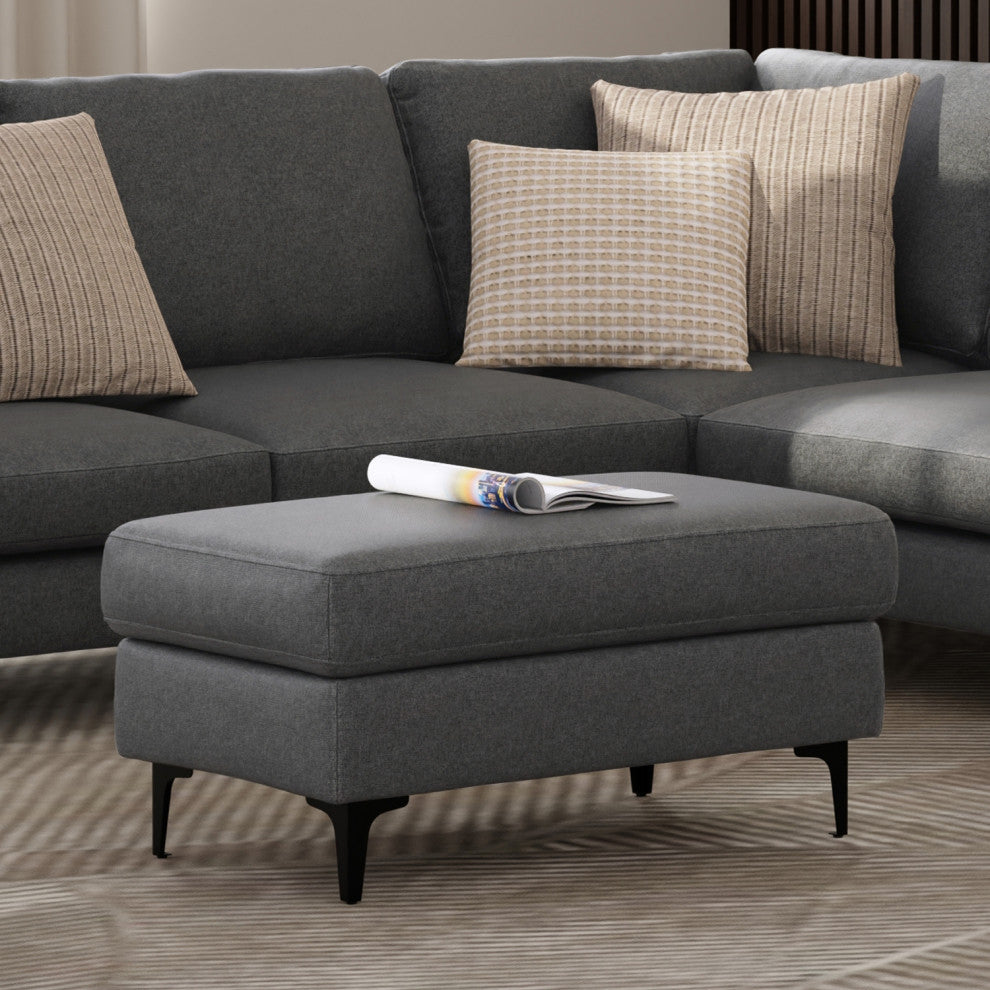 Ava Ottoman in Tightly Woven Performance Fabric , Assembled