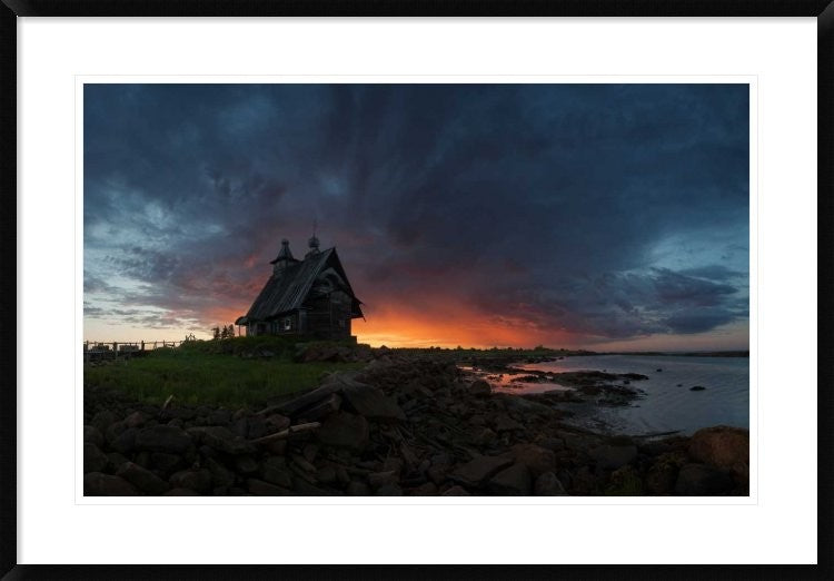 "The Old Church On The Coast Of White Sea"  by Sergey Ershov, 38x26"