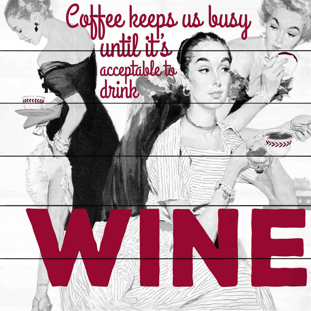 "Wine" Painting Print on White Wood