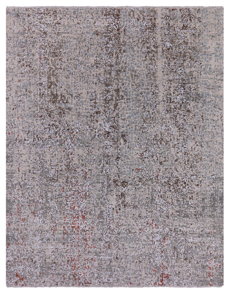 8' 1" X 10' 4" Handmade Contemporary Wool and Silk Rug Q4553