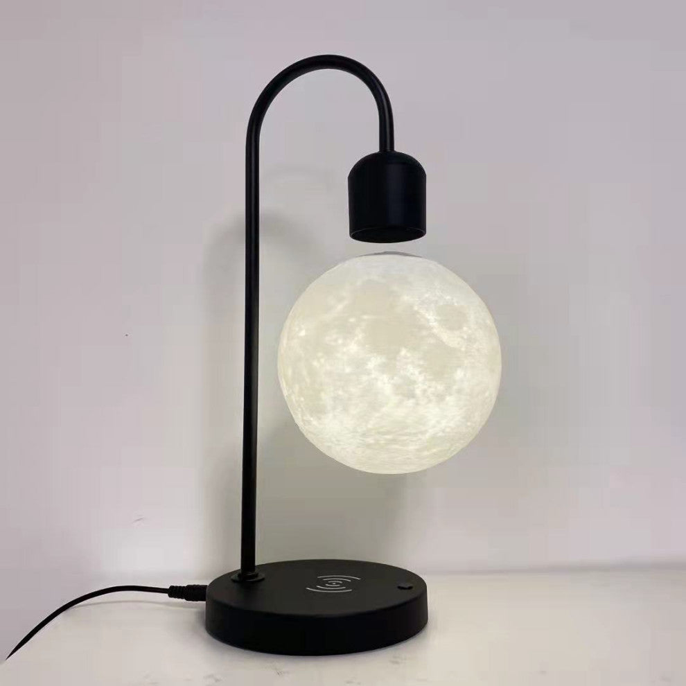 Creative Silver/Black Iron 3D Levitating Moon LED Table Lamp, Black