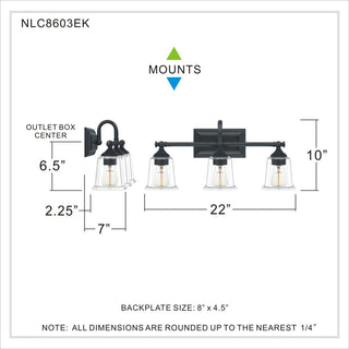 Quoizel NLC8603 Nicholas 3 Light 22"W Bathroom Vanity Light - Polished Chrome