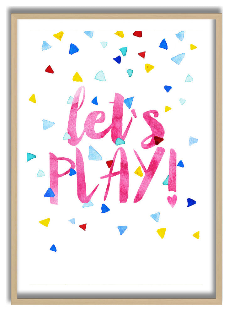 Kids Framed Art Print, Let's Play! by Treechild, 12"x16", Framed