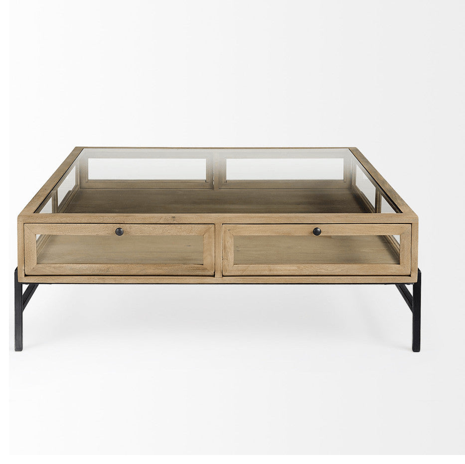 42" Clear And Black Glass Square Coffee Table
