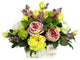 Mixed Floral With White Wash Planter Silk Arrangement