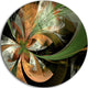 Orange And Green Fractal Flower, Modern Floral Round Wall Art, 36"