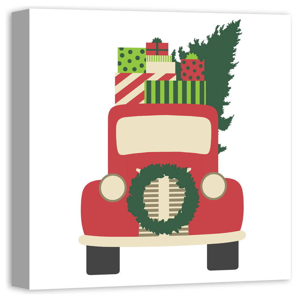 "Vintage Christmas Truck" Canvas Wall Art, 20"x20"