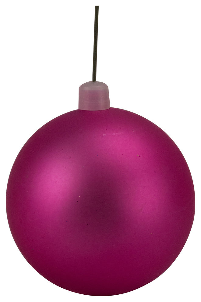 80Mm 3" Matte Pink Ball Ornament With Wire, Uv Coated