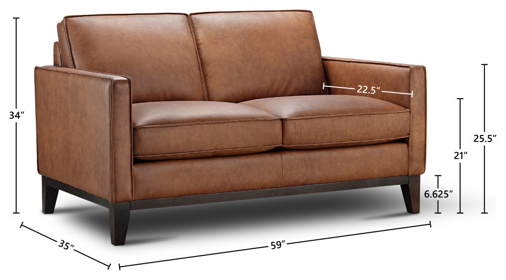Pimlico 100% Top Grain Leather Loveseat