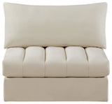 Jacob Velvet Upholstered Modular Armless Chair, Cream