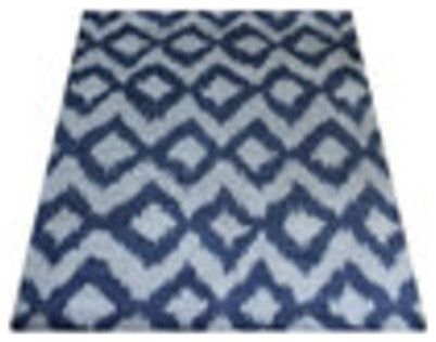 Hand Knotted Wool Area Rug Geometric Light Blue Blue