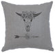 Image Pillow 16x16 Bull and Flowers Linen Gray